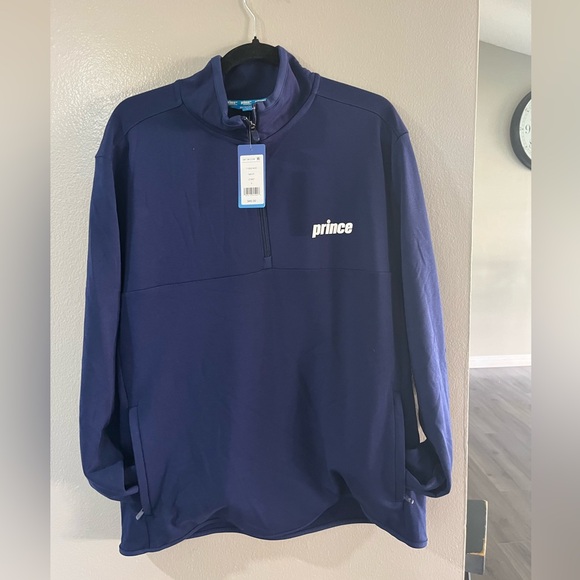 NWT! Prince Pickleball Men’s Ponte 1/4 Zip Pull Over Jacket. size L. Blue - Picture 4 of 9